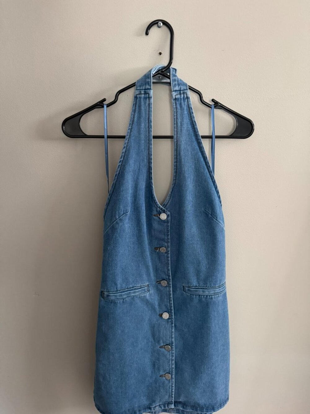 Sincerely Jules denim halter button-up backless dress size M